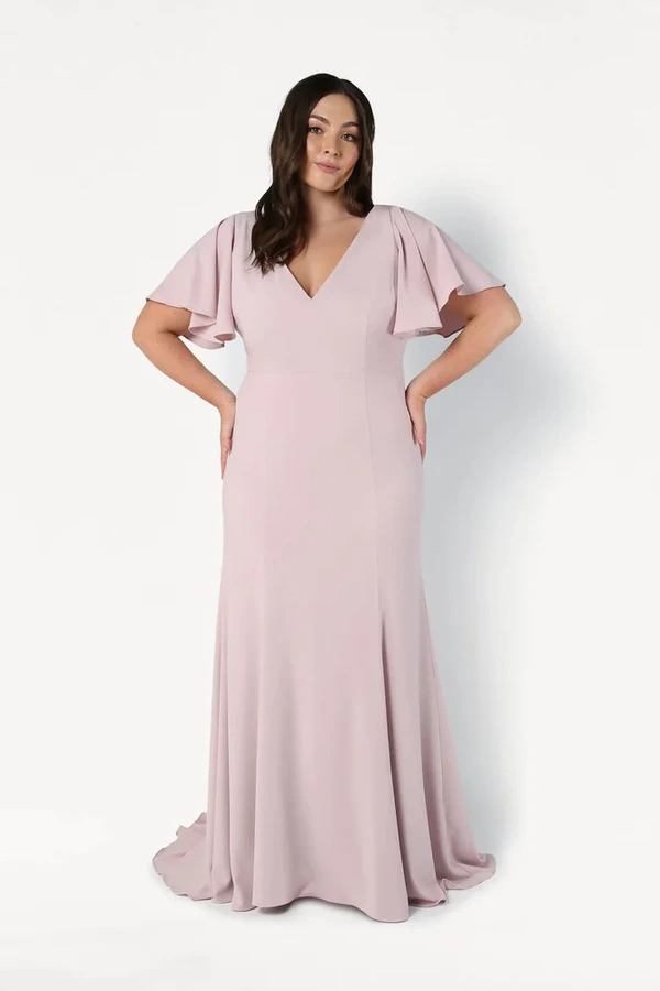 Celeste Pink Bridesmaid Dress by TH&TH – Curve Front Celeste Pink Bridesmaid Dress by TH&TH – Curve Front