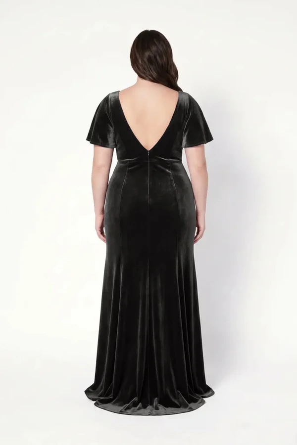 Celeste Velvet Black Bridesmaid Dress by TH&TH – Curve Back Celeste Velvet Black Bridesmaid Dress by TH&TH – Curve Back