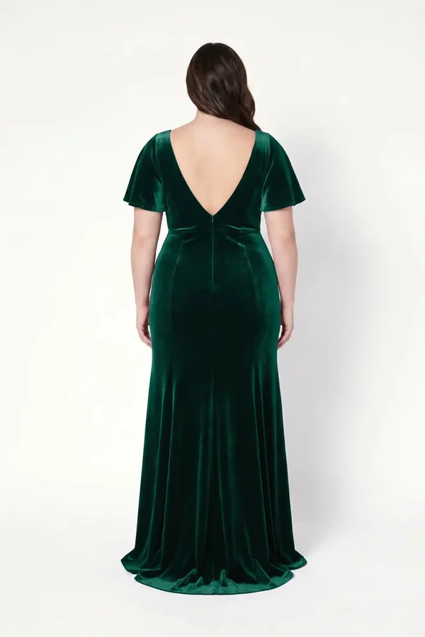 Celeste Velvet Green Bridesmaid Dress by TH&TH – Curve Back Celeste Velvet Green Bridesmaid Dress by TH&TH – Curve Back