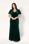 Celeste Velvet Green Bridesmaid Dress by TH&TH – Curve Front