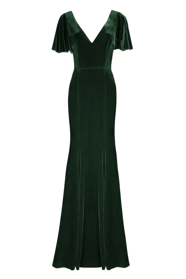 Celeste Velvet Green Bridesmaid Dress by TH&TH – Detail Celeste Velvet Green Bridesmaid Dress by TH&TH – Detail