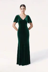 Celeste Velvet Green Bridesmaid Dress by TH&TH – Front