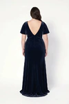 Celeste Velvet Blue Bridesmaid Dress by TH&TH – Curve Back