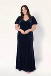 Celeste Velvet Blue Bridesmaid Dress by TH&TH – Curve Front