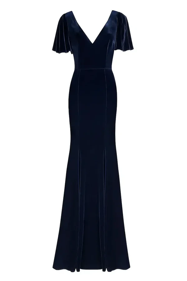 Celeste Velvet Blue Bridesmaid Dress by TH&TH – Detail Celeste Velvet Blue Bridesmaid Dress by TH&TH – Detail