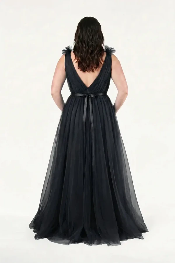 Grace Black Black Bridesmaid Dress TH&TH Curve Back Grace Black Black Bridesmaid Dress TH&TH Curve Back