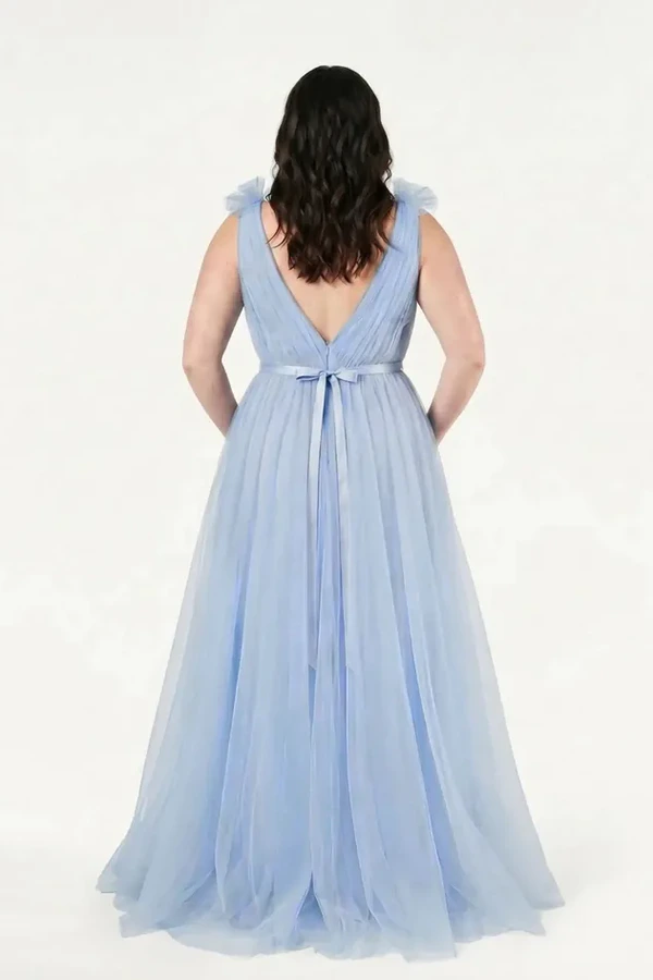 Grace Dusty Blue Blue Bridesmaid Dress TH&TH Curve Back Grace Dusty Blue Blue Bridesmaid Dress TH&TH Curve Back