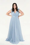 Grace Dusty Blue Blue Bridesmaid Dress TH&TH Curve Front