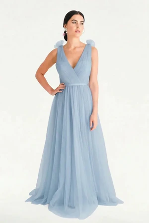Grace Dusty Blue Blue Bridesmaid Dress TH&TH Front