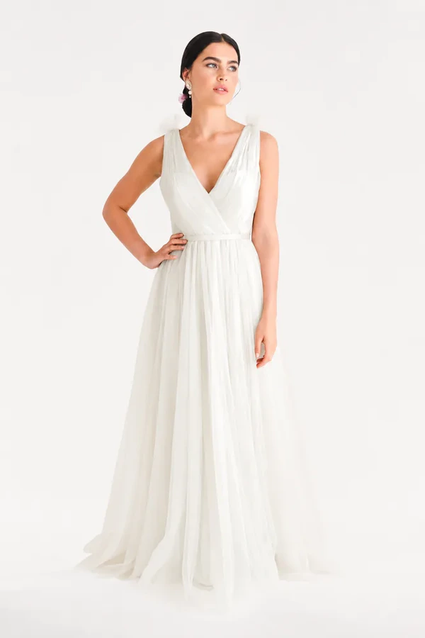 Grace Ivory Neutral Bridesmaid Dress TH&TH Front Grace Ivory Neutral Bridesmaid Dress TH&TH Front