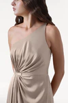 Greta Champagne Sky neutral bridesmaid dress by TH&TH, detail 1 view