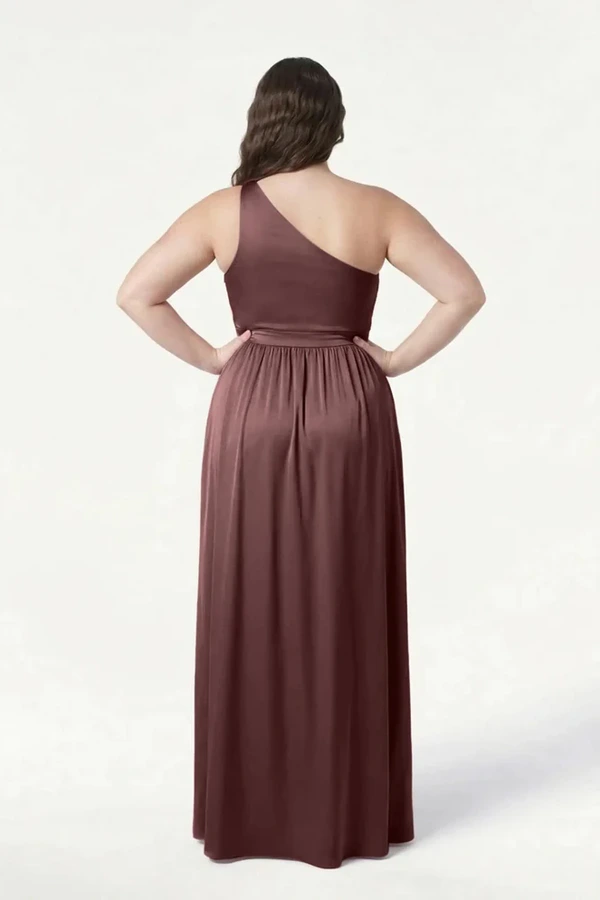 Greta Chocolate Brown Curve back Bridesmaid Dress by TH&TH Greta Chocolate Brown brown bridesmaid dress by TH&TH, curve back view
