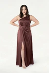 Greta Chocolate Brown brown bridesmaid dress by TH&TH, curve front view