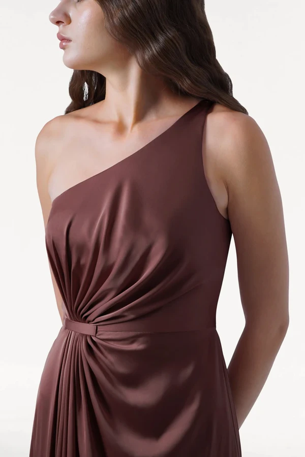 Greta Chocolate Brown Detail 1 Bridesmaid Dress by TH&TH Greta Chocolate Brown brown bridesmaid dress by TH&TH, detail 1 view
