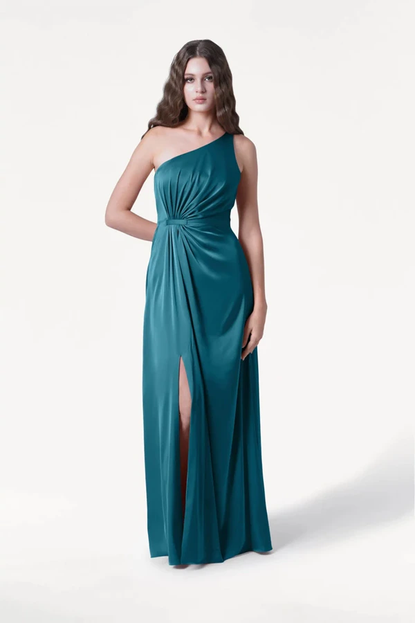 Greta Emerald Dawn Front Bridesmaid Dress by TH&TH Greta Emerald Dawn green bridesmaid dress by TH&TH, front view