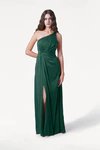 Greta Forest Green green bridesmaid dress by TH&TH, front view