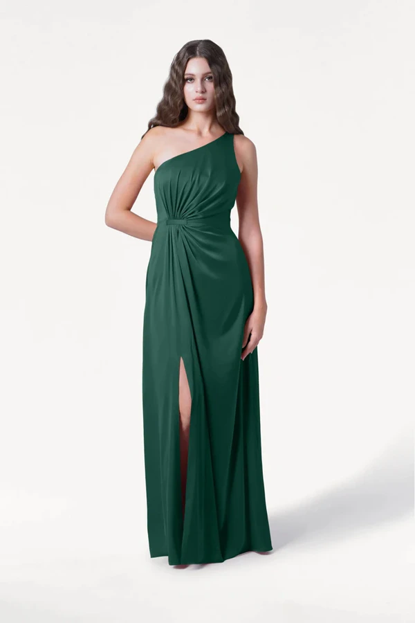 Greta Forest Green Front Bridesmaid Dress by TH&TH Greta Forest Green green bridesmaid dress by TH&TH, front view