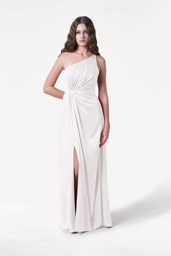 Greta Ivory Front Bridesmaid Dress by TH&TH Greta Ivory neutral bridesmaid dress by TH&TH, front view