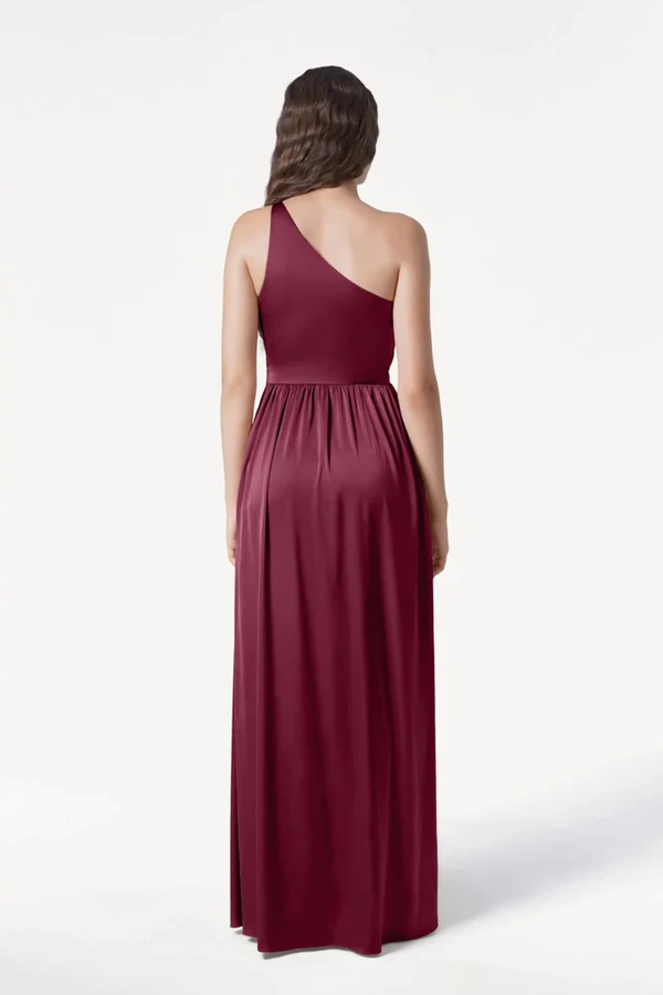 Greta Merlot Back Bridesmaid Dress by TH&TH Greta Merlot merlot bridesmaid dress by TH&TH, back view