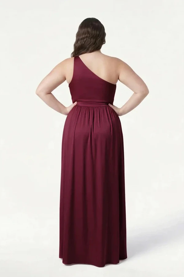 Greta Merlot Curve back Bridesmaid Dress by TH&TH Greta Merlot merlot bridesmaid dress by TH&TH, curve back view