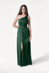 Greta Olive Grove green bridesmaid dress by TH&TH, front view