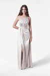 Greta Oyster neutral bridesmaid dress by TH&TH, front view