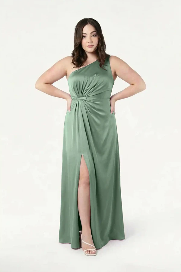 Greta Sage Green Curve front Bridesmaid Dress by TH&TH Greta Sage Green green bridesmaid dress by TH&TH, curve front view