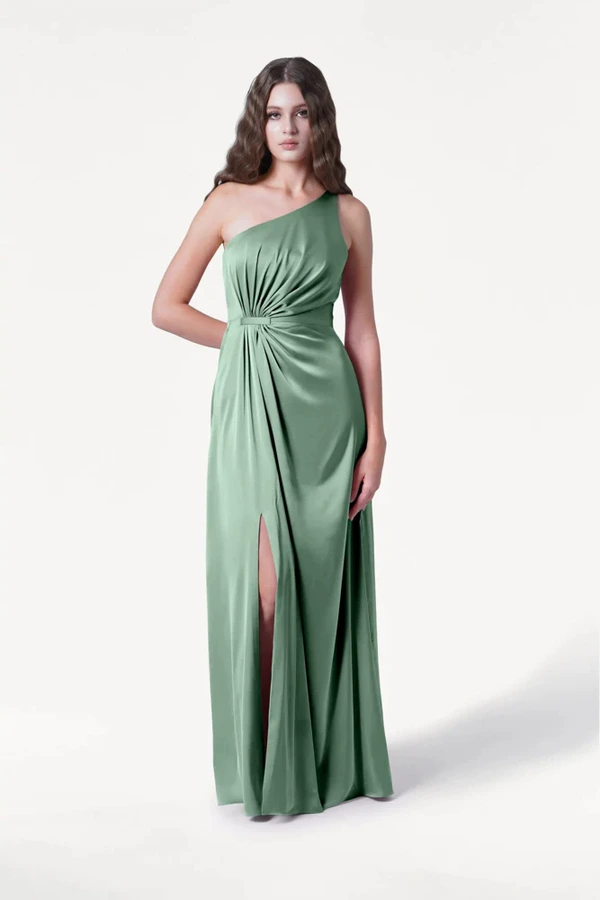 Greta Sage Green Front Bridesmaid Dress by TH&TH Greta Sage Green green bridesmaid dress by TH&TH, front view