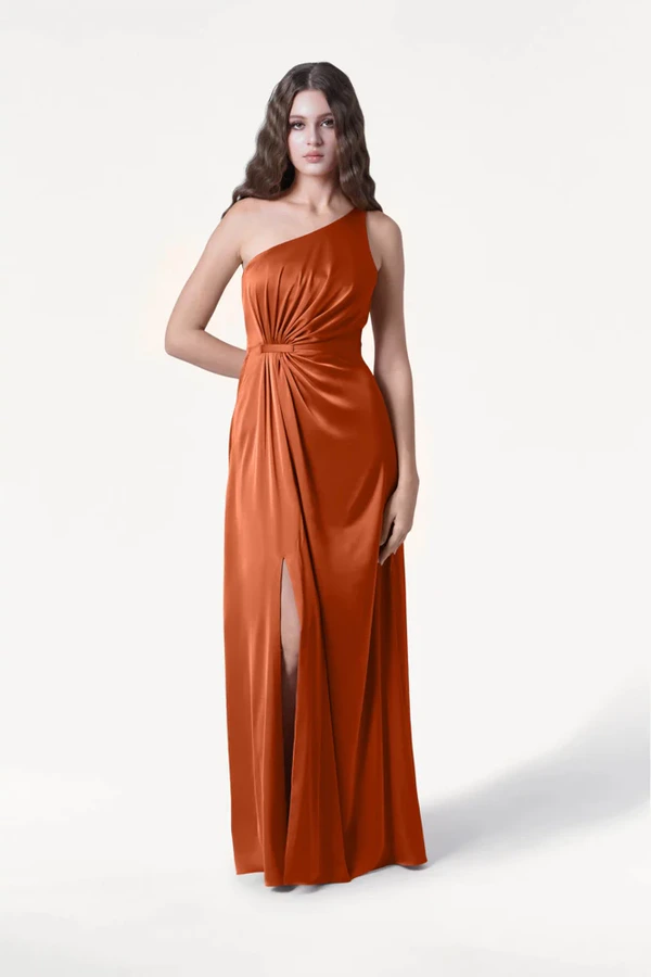 Greta Terracotta Front Bridesmaid Dress by TH&TH Greta Terracotta neutral bridesmaid dress by TH&TH, front view