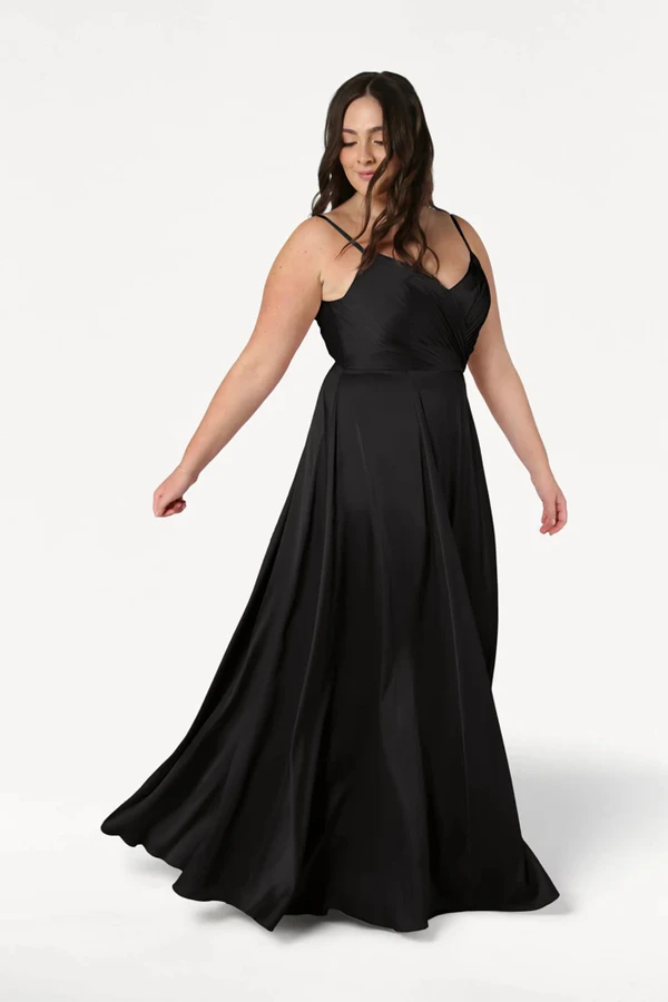 Isla Black Bridesmaid Dress by TH&TH - curve-front Isla Black Bridesmaid Dress by TH&TH - curve-front
