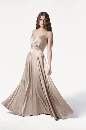 Isla Champagne Sky Bridesmaid Dress by TH&TH - front