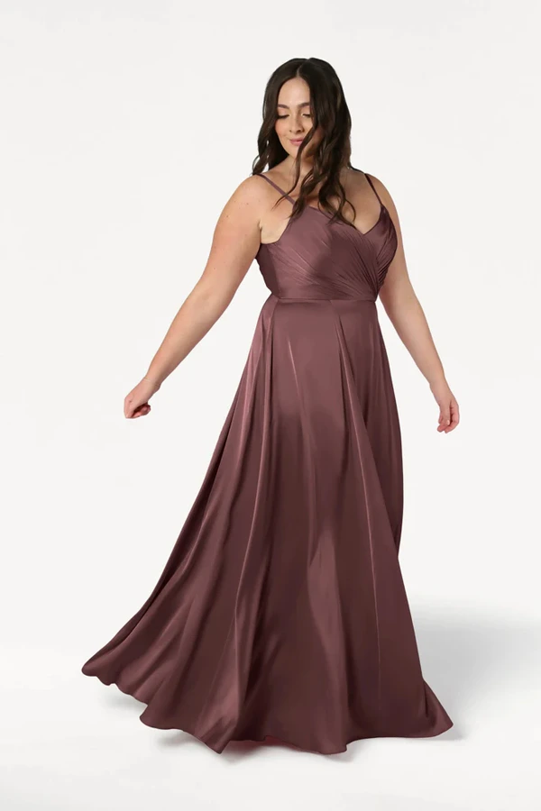 Isla Chocolate Brown Bridesmaid Dress by TH&TH - curve-front Isla Chocolate Brown Bridesmaid Dress by TH&TH - curve-front
