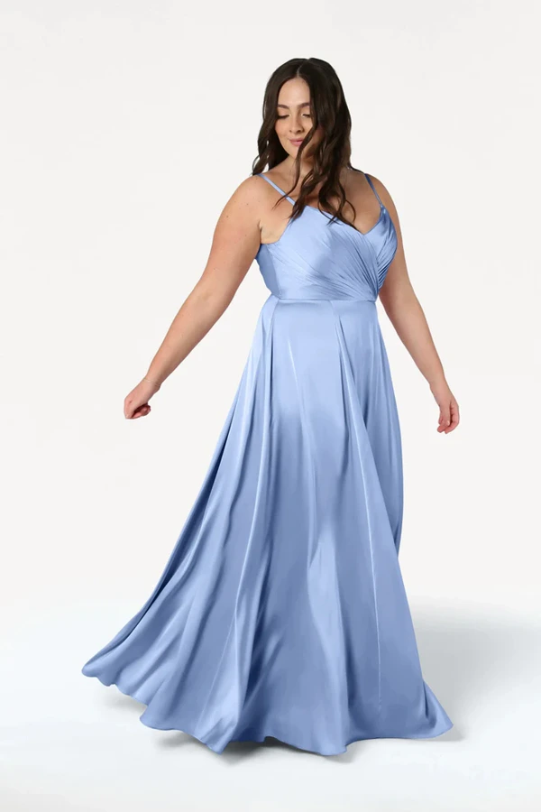 Isla Dusty Blue Bridesmaid Dress by TH&TH - curve-front Isla Dusty Blue Bridesmaid Dress by TH&TH - curve-front