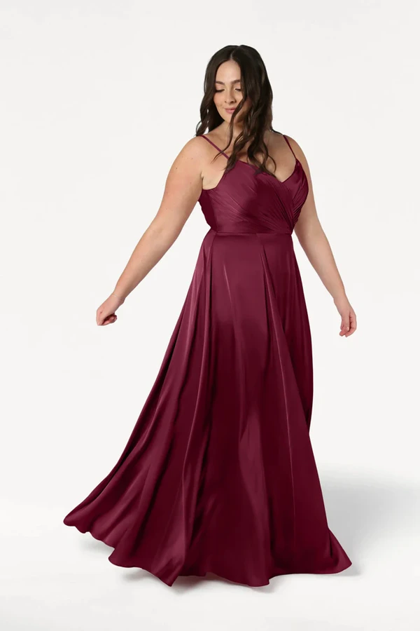 Isla Merlot Bridesmaid Dress by TH&TH - curve-front Isla Merlot Bridesmaid Dress by TH&TH - curve-front