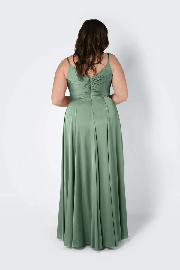 Isla Sage Green Bridesmaid Dress by TH&TH - curve-back Isla Sage Green Bridesmaid Dress by TH&TH - curve-back