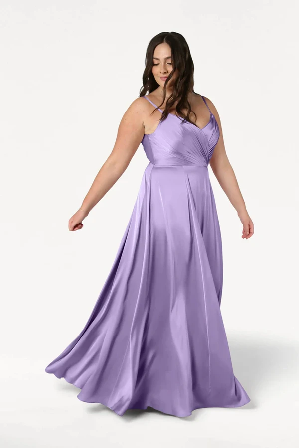 Isla Violet Bridesmaid Dress by TH&TH - curve-front Isla Violet Bridesmaid Dress by TH&TH - curve-front