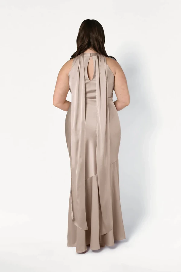 Mira Champagne Sky Bridesmaid Dress by TH&TH curve-back Mira Champagne Sky Bridesmaid Dress by TH&TH curve-back