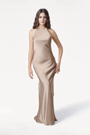 Mira Champagne Sky Bridesmaid Dress by TH&TH front