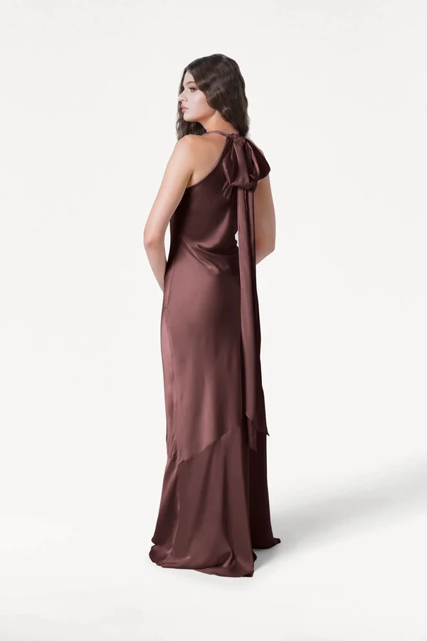 Mira Chocolate Brown Bridesmaid Dress by TH&TH curve-back Mira Chocolate Brown Bridesmaid Dress by TH&TH curve-back