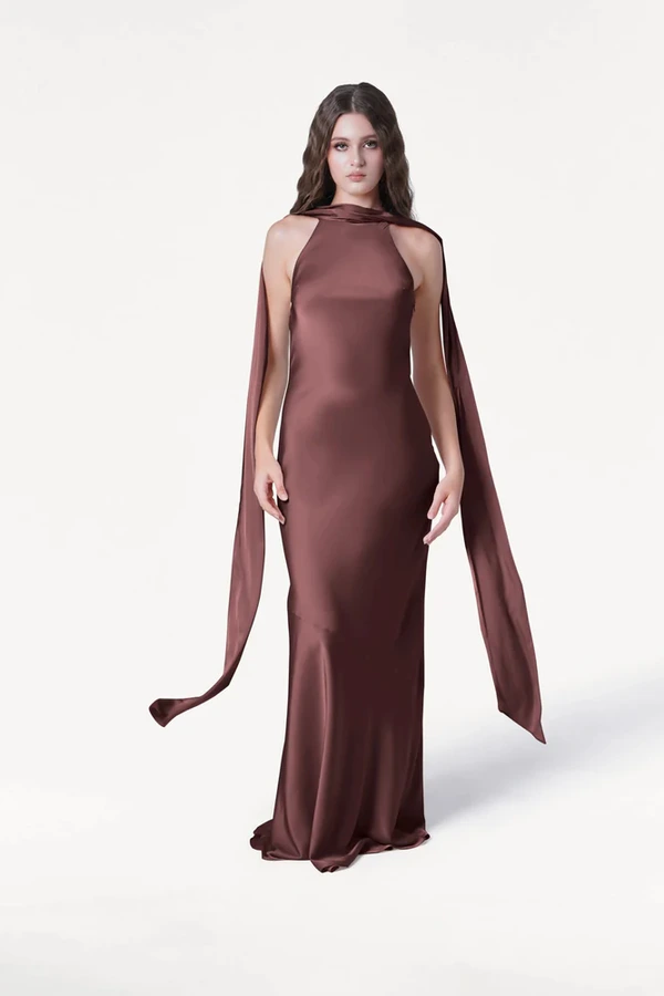 Mira Chocolate Brown Bridesmaid Dress by TH&TH front Mira Chocolate Brown Bridesmaid Dress by TH&TH front