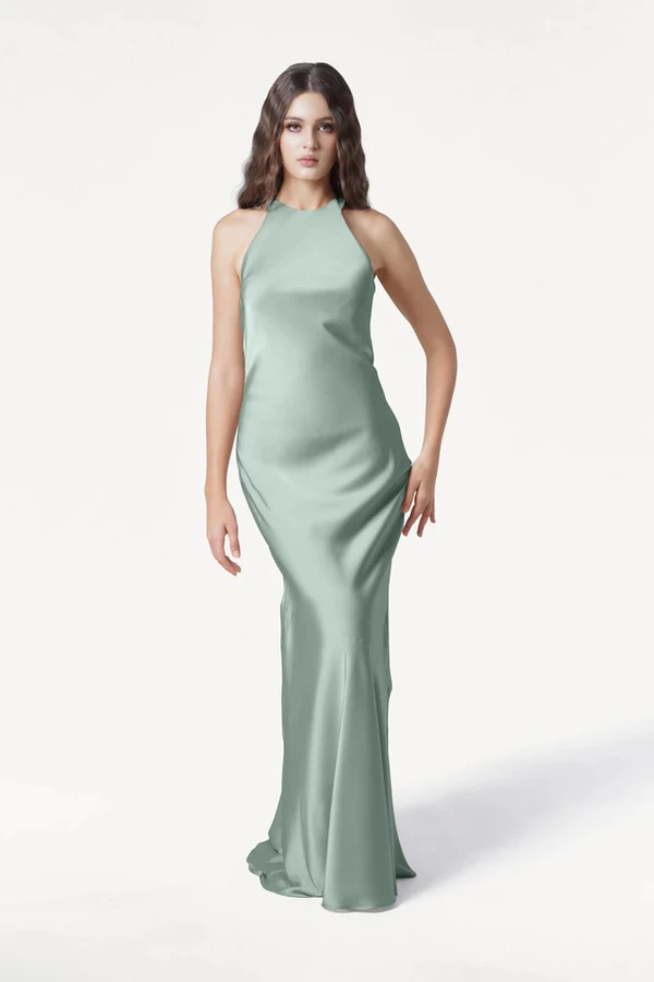 Mira Dusty Eucalyptus Bridesmaid Dress by TH&TH front Mira Dusty Eucalyptus Bridesmaid Dress by TH&TH front