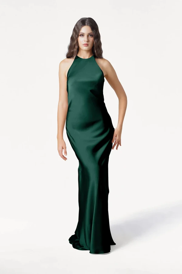 Mira Forest Green Bridesmaid Dress by TH&TH front Mira Forest Green Bridesmaid Dress by TH&TH front