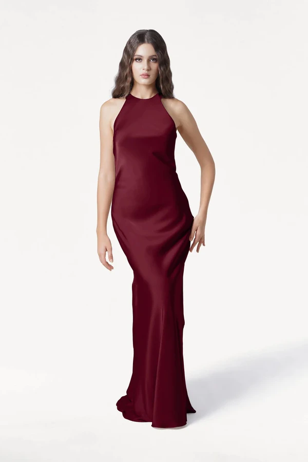 Mira Merlot Bridesmaid Dress by TH&TH front Mira Merlot Bridesmaid Dress by TH&TH front