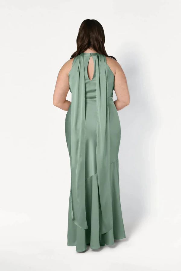 Mira Sage Green Bridesmaid Dress by TH&TH curve-back Mira Sage Green Bridesmaid Dress by TH&TH curve-back