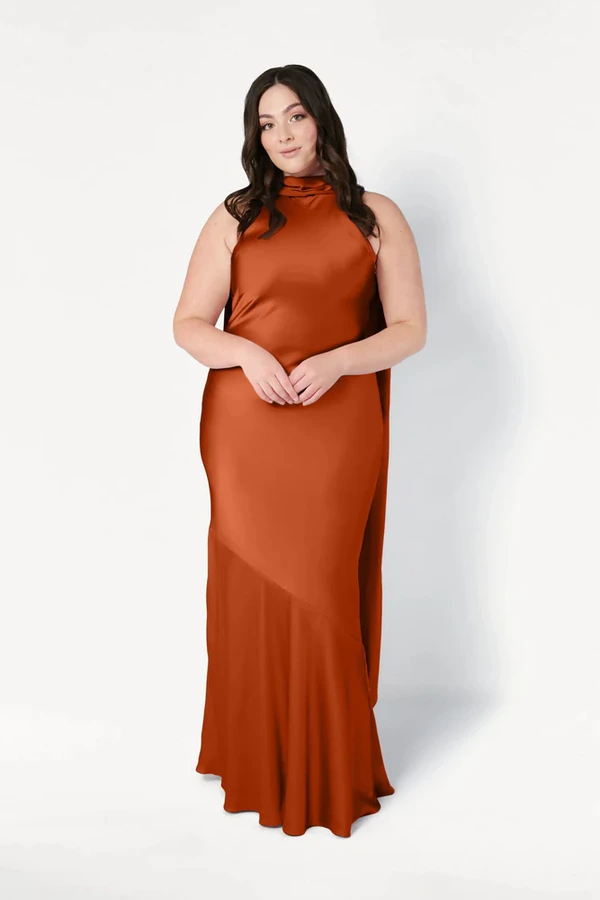 Mira Terracotta Bridesmaid Dress by TH&TH curve-front Mira Terracotta Bridesmaid Dress by TH&TH curve-front