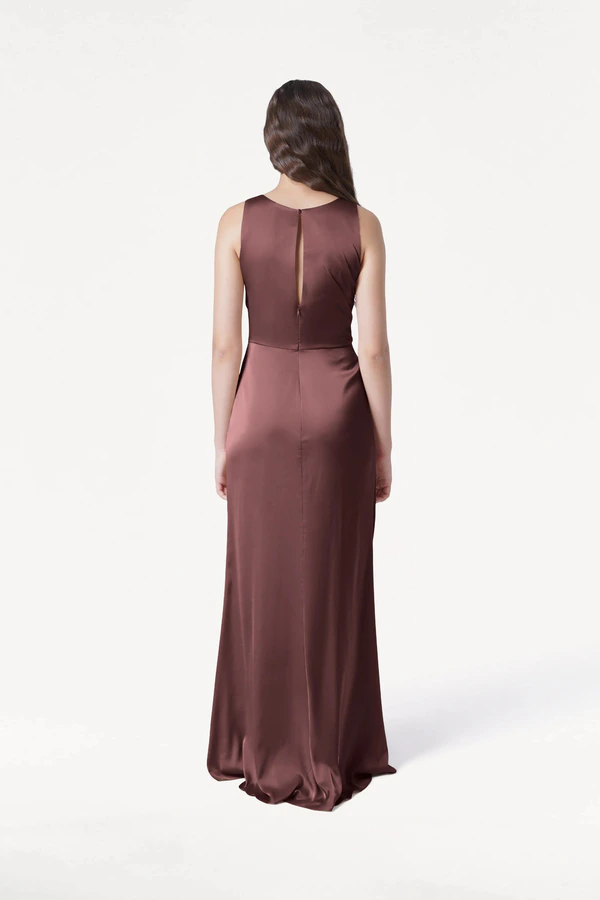 Nala Chocolate Brown Brown bridesmaid dress by TH&TH — back Nala Chocolate Brown Brown bridesmaid dress by TH&TH — back