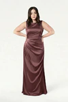 Nala Chocolate Brown full-length bridesmaid dress by TH&TH — front