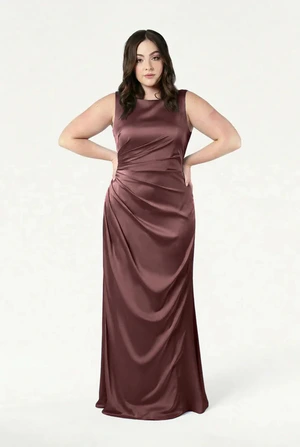 Nala Chocolate Brown full-length bridesmaid dress by TH&TH — front