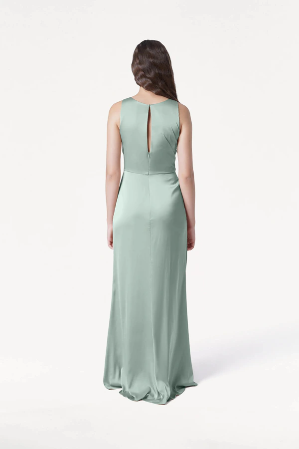 Nala Dusty Eucalyptus Green bridesmaid dress by TH&TH — back Nala Dusty Eucalyptus Green bridesmaid dress by TH&TH — back