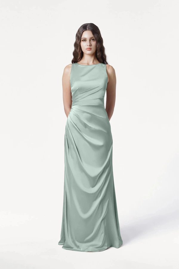 Nala Dusty Eucalyptus Green bridesmaid dress by TH&TH — front Nala Dusty Eucalyptus Green bridesmaid dress by TH&TH — front